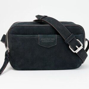 American Leather Co. Nashville Nubuck Suede Double Zip Crossbody  0281
